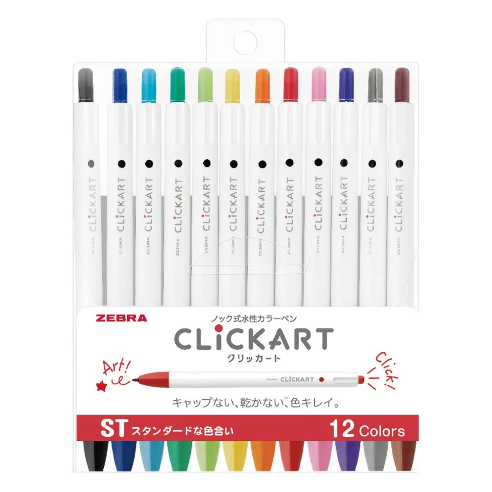 Zebra ClickArt ST Water-Based Pens 12-Color Set WYSS22-12CST