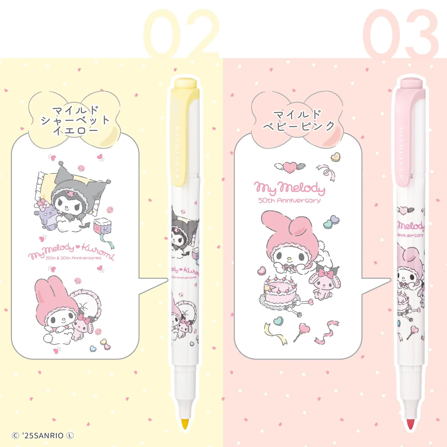 Zebra Mildliner Highlighter Sanrio My Melody & Kuromi 50th Anniv 5-Color Set - Image 4
