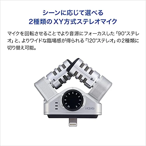 ZOOM Microphone for iPhone/iPod/iPad Lightweight and compact size XY stereo microphone for Lightning connector iQ6 - Image 3